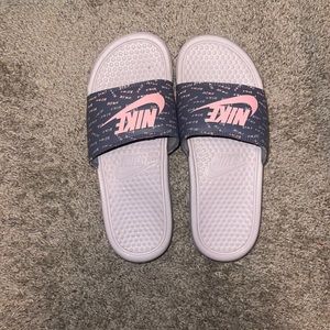 Nike Pink and Grey Slides